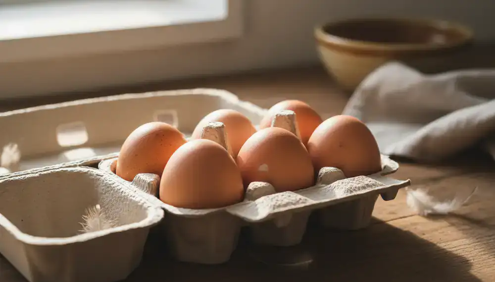Paniers d'œufs frais récoltés à la ferme